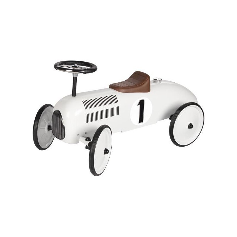 Jeździk biała wyścigówka retro