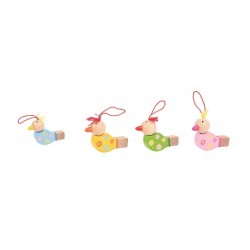 Drewniane kolorowe gwizdki...